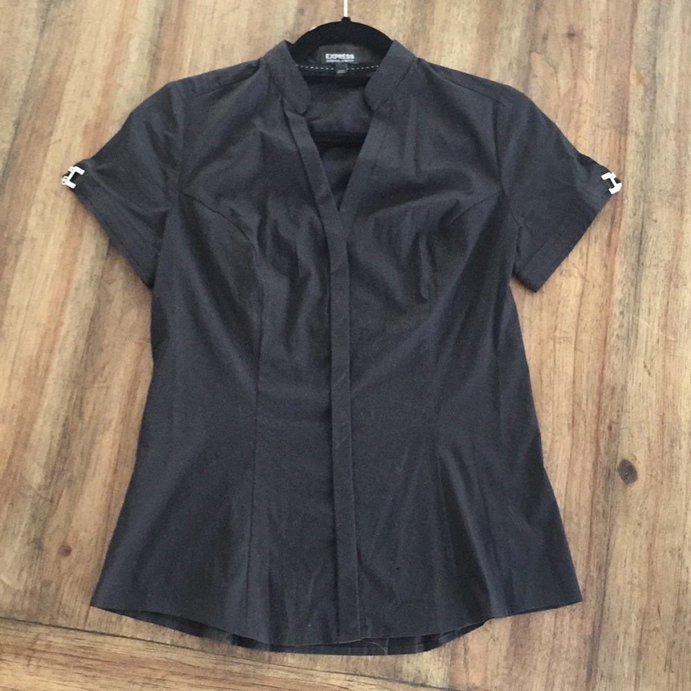 Express Black Short Sleeve Button Down